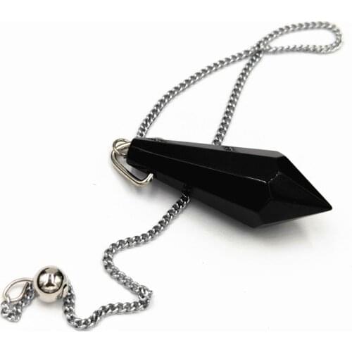 Reiki Healing Glass Pendulum Natural Quartz Pendant Hexagon Prism Reiki Stone Pendulum Pendant Amulet Balancing Charms Jewelry