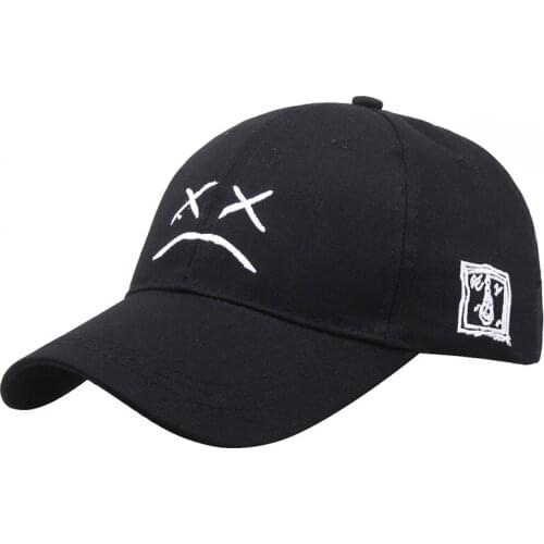 Summer Dad Hat Embroidery 100% Cotton Baseball Cap Sad Face White Black Golf Cap Hip Hop Women Men Stretch Outdoor Sun Hat