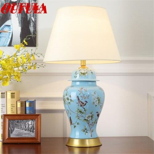 OUFULA Ceramic Table Lamps Desk Lights Luxury Modern Contemporary Fabric for Foyer Living Room Office Creative Bed Room Hotel