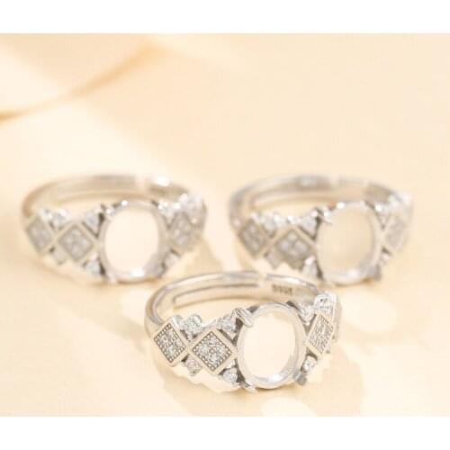 8*10mm 925 STERLING SILVER women Semi Mount Bases Blanks base blank Pad ring Setting wedding jewelry findings diy A5889