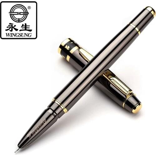 High quality wingsung Light black metal Fountain Pen school Office stationery calligraphy ink Pens gift
