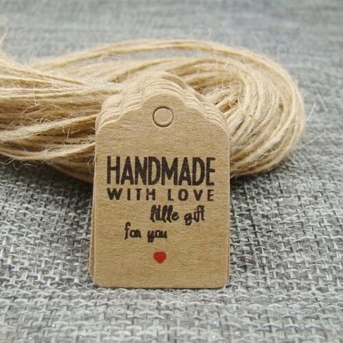 3*2cm scallop jewelry gift paper tag kraft color thank you tag500pcs +500pcs hemp string for products hang tagging label