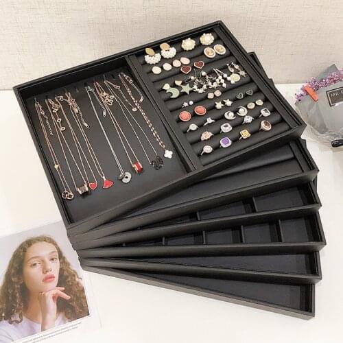 Multi Grids PU Leather Jewelry Display Tray Jewelries Showcase Necklace Ring Earrings Organizer Trays 35x24x3CM