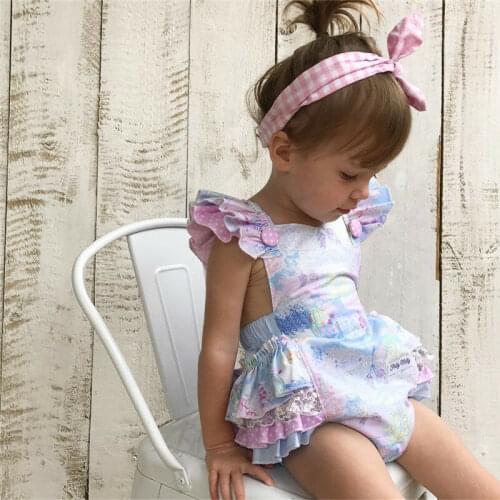 Floral Newborn Baby Ruffle Casual Bodysuit Strap Bow Jumpsuit Pocket Outfits Set Sunsuit Infant Girl Clothes