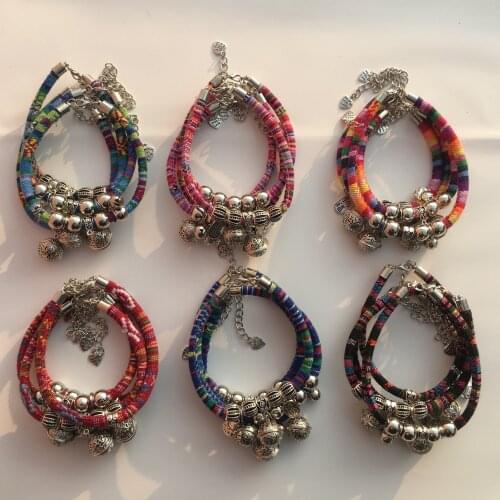 Rainbow Dog Cat Collar Metal Bell Ball with Adjustable Chain Ethnic Style Plutus Cat Cotton Collar for Small Pet Accessory Teddy