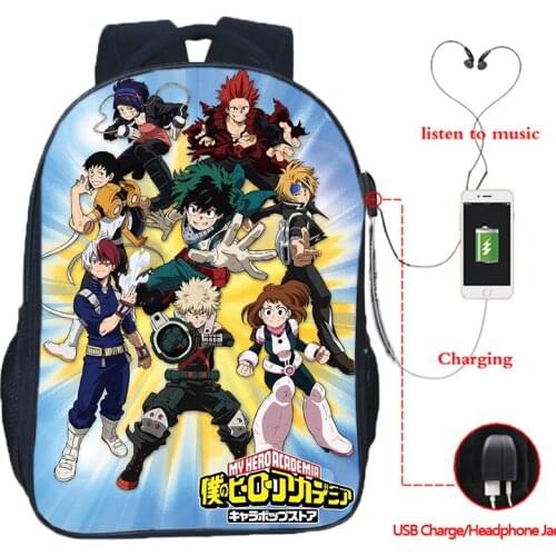 My Hero Academia Backpack For Deku Boys Girls School Bag Kids Cartoon Bookbags Anime Rucksack Teens USB Charging Travel Knapsack