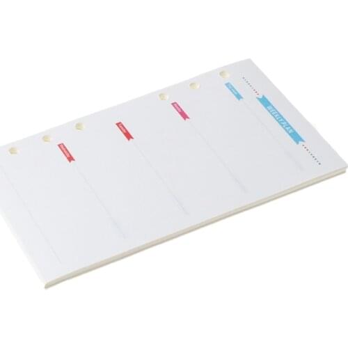 6 Holes Spiral Planner Refill Inner Paper Diary Weekly Monthly Plan To do List Colorful Page for A6 Loose Leaf Notbook