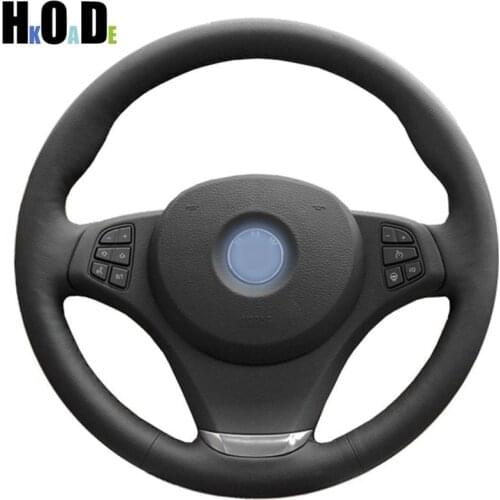Hand-stitched Steering Wheel Cover Black Artificial Leather Car Steering Wheel Cover for BMW E83 X3 2003-2010 E53 X5 2004-2006