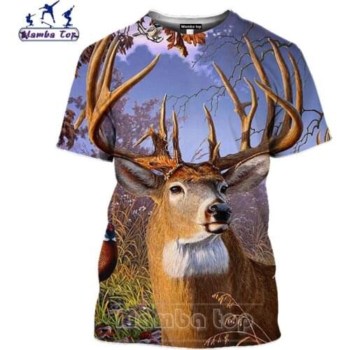 Mamba Top Deer Tshirt Men Summer Fashion 3D Print Wild Animal Elephant T Shirt Women Bird Tiger Hip Hop Jungle Hunter Streetwear