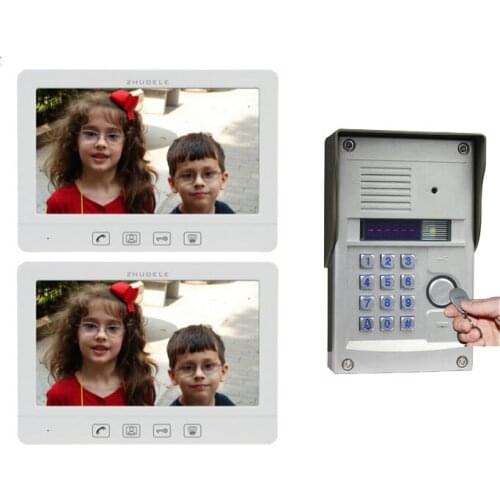 ZHUDELE Luxury 10.1" Video Door Phone Metal CCD Camera,700TVL with Password&ID Card Unlocking function 1Camera+2Monitors