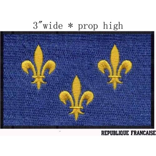 Ile de France Flag 3" wide embroidery patch for yellow flowers/stickers for fashion/my chemical romance