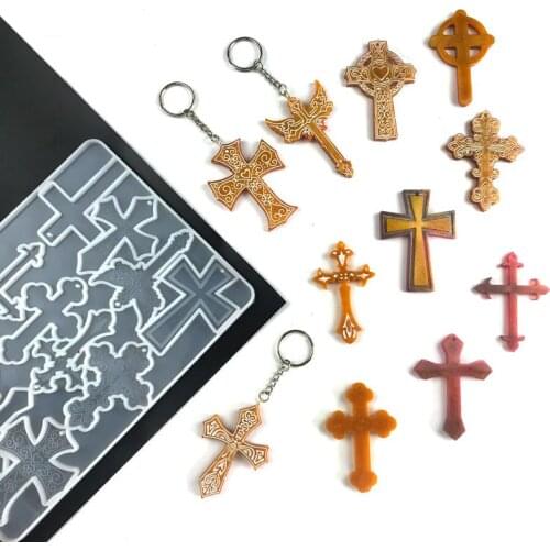 Halloween Cross Silicone Mold DIY Keychain Phone Pendant Decoration Mirror Crystal Epoxy Resin Mold For Jewelry Making