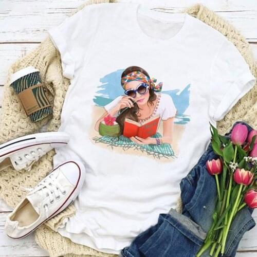 2021 Summer Aesthetic t-shirt Fashion Woman Printed Tshirt White Round Neck Short Sleeve Tshirt Harajuku t shirt women