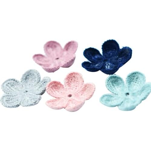 10 Pieces Wool Flower Petal DIY Findings for Garment Handbag Hair Clip Decoration 35mm
