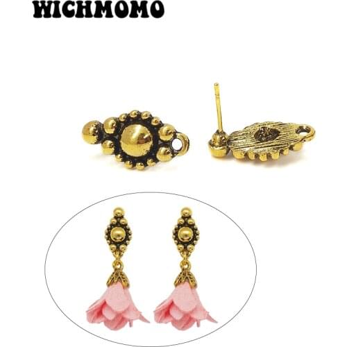 2019 New Fashion 18mm 10pieces/bag Retro Zinc Alloy Oval Earring Base Connectors Linkers for DIY Earring Jewelry Accessories