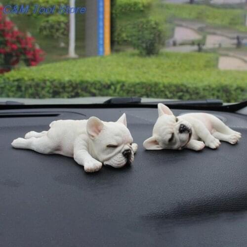2021 Car Ornament Sleeping Position French Bulldog Car Decoration Cute Simulation Dog Interior Accessories