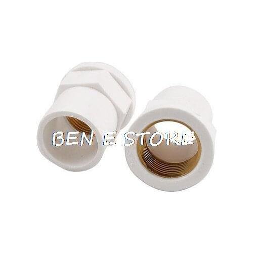 25mm Inner Hole 1/2" PT Threaded PVC Pipe Hose Adapter Cooupler White 2 Pieces