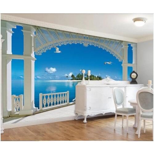 Custom photo wallpaper 3d murals wallpaper for walls 3 d European 3D stereo seaside scenery TV background wall papers home decor