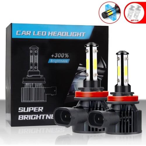 4 Side H3 LED Fog headlight Light H4 H7 H11 H1 H8 H9 9005 HB3 9006 HB4 Car Led H4 COB headlamp lampada 8000LM 50W 6500K 12V 24V