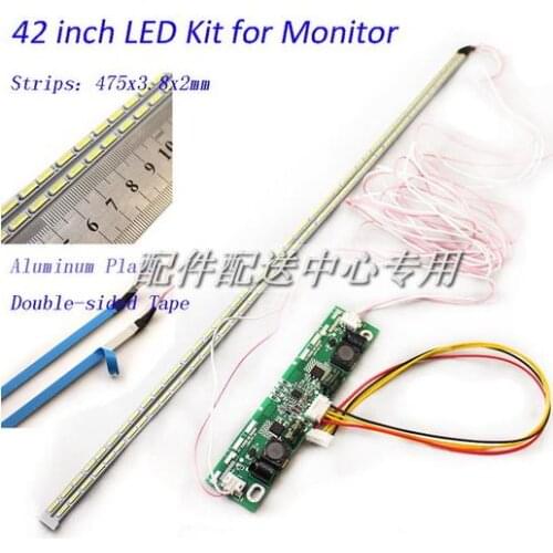 42 inch LED Aluminum Plate Strip Backlight Lamps Update Kit for LCD Monitor TV Panel 2 LED Strips 475mm
