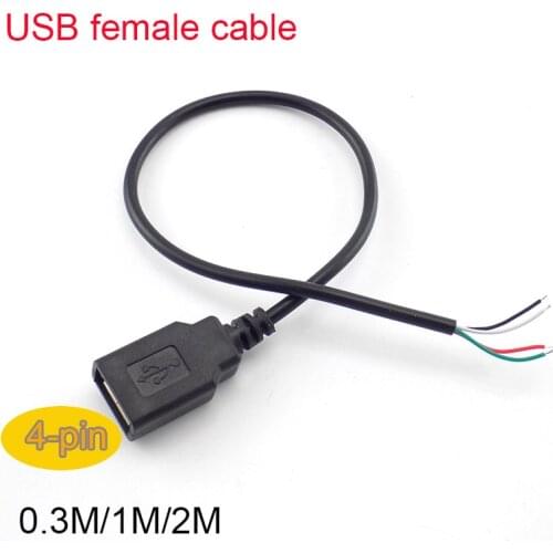 5V Micro USB 2.0 4 Pin Female Jack 4 Wire Connector extend Cable DIY Transport Data Power Charging Cord line 0.3m/1m/2m Adapter