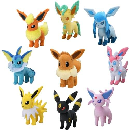 9 style TAKARA TOMY Pokemon plush Eevee Sylveon Flareon Jolteon Umbreon Vaporeon toys for children