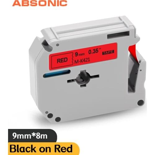 Absonic MK-421 MK421 Black on Red M Label Tape 9mm Compatible for Brother P-Touch PT-M95 PT-65 PT-70 PT-80 PT-85 PT-90 PT-45M