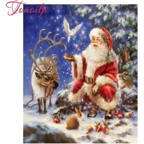 TOUOILP Full Square/Round Drill 5D DIY Diamond Painting"Kerstman Met Witte Vogel"Embroidery Cross Stitch 5D Home Decor Gift