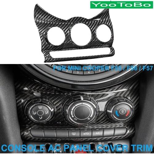 Car Real Dry Carbon Fiber Central Console AC Air Conditioner Panel Cover Trim Sticker For BMW Mini Cooper F55 F56 F57 2015-Up