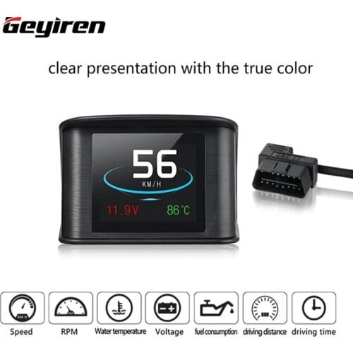 GEYIREN HUD P10 OBD2 Gauge Head Up Display HD T600 GPS LCD Auto Diagnostic Tools Over Speed Alarm Car Accessories