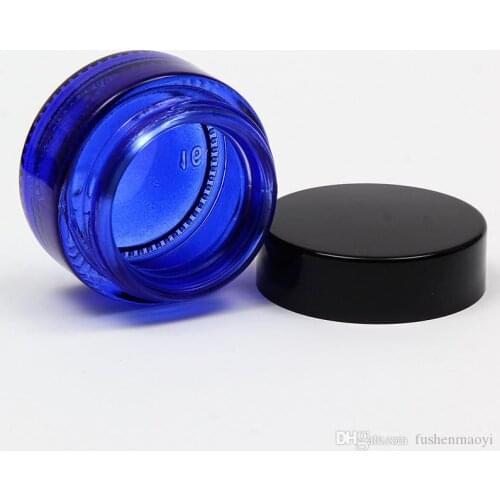 20g 30g 50g Cosmetic Jar Blue Glass Jar Cosmetic Lip Balm Cream Jars Round Glass Bottle with inner PP Liners