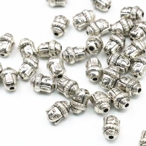 Wholesale 10PCS Tibetan Silver-color Buddha Head Shape Spacer Craft Beads for Jewelry Making Pendant Accessories Findings A338