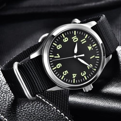 CORGEUT 2021 42mm Mens Mechanical Watch Automatic Military Mens Luminous Seagull Sapphire Black Dial Waterproof Watch 2027B