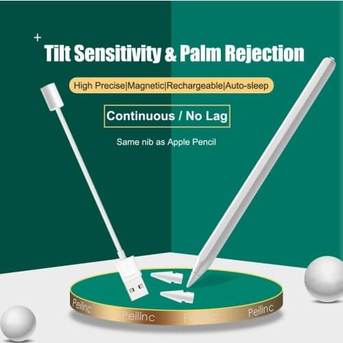 For iPad Stylus Pen Apple pencil with USB Magnetic Charge & Sensitivity Tilt & Palm Rejection for 2018-2021 iPad ABS Material
