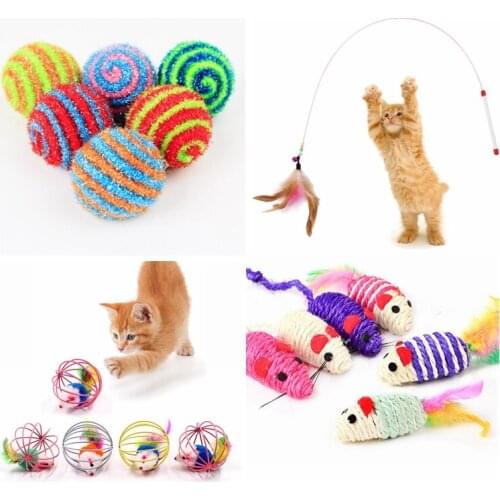 Cat Interactive Toy Stick Feather Wand With Small Bell Mouse Cage Toys Plastic Artificial Colorful Cat Teaser Toy Pet Supplies