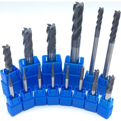 End Mill 1PCS HRC50 4 Flute 1-12 End Mill Flat Bottom Four Blade CNC Lathe Tungsten Steel solide Carbide endmills