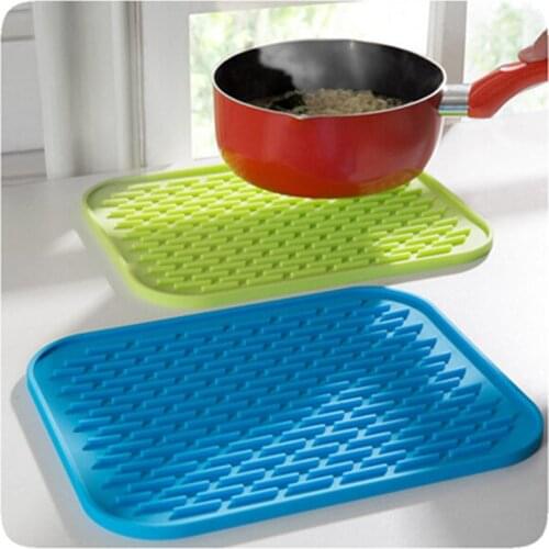Kitchen Table Mat Silicone Anti-hot Insulation Pad Square Non-slip Coaster Tableware Drain Pot Mat Dish Placemat Accessories