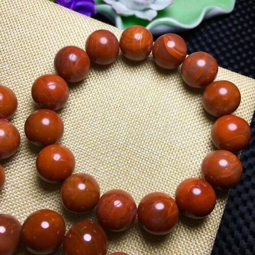 Natural South Red Agate Gemstone Beads Bracelet 14-13mm AAA