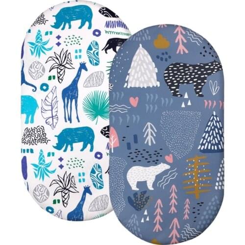 Newborn Baby Fitted Crib Sheet Infants Cot Mattress Cover Cartoon Printed Bed Sheet Soft Stretchy for Unisex Baby Boys Girls
