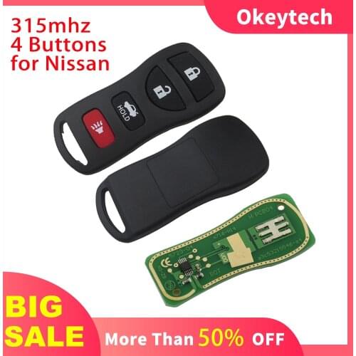 OkeyTech VDO 315mhz Car Remote Key For Nissan/Infiniti Frontier Murano Armada Pathfinder Versa 4 Buttons Keyless Entry Auto Key