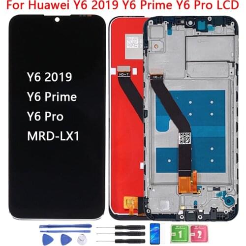 Original Y6 Prime 2019 LCD For Huawei Y6 2019 LCD Display With Frame MRD -LX1f Touch Screen Digitizer Assembly 6.09 inch LCD