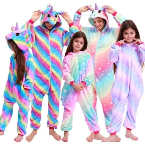 Children Pajamas Winter Unicorn Stitch Onesie Boys Girls Pajamas Set Cartoon Animal Cosplay Pyjama Onesie Kids Flannel Sleepwear