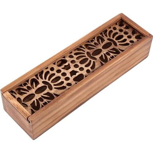 PPYY-Stationery Box Wooden Pencil Case Hollow Pencil Case Storage Box Student School Office Gift Box
