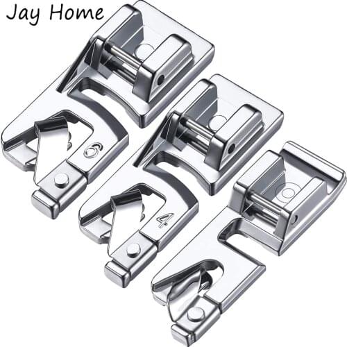 3Pcs Narrow Rolled Hem Sewing Machine Presser Foot 3mm 4mm 6mm Hemmer Foot for All Low Shank Snap-On Sewing Machine Sewing Tools