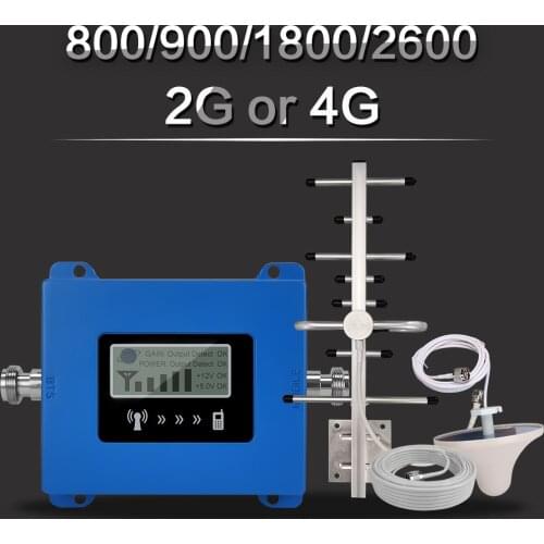 GSM Repeater 4G Cellular Signal Amplifier 4G Cellular Amplifier GSM 900 LTE 800 DCS 1800 2600 Mobile Signal Booster Repeater