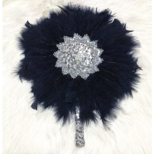 Luxurious Customized Feather Fan for Wedding DIY Handmade Hand Held Photo Prop Dance Fan Party Favors Wholesale Abanicos De Mano