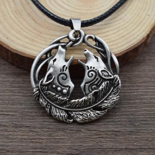 SanLan 12pcs Valknut Odin Viking Wolf Couple Pendant celtico Necklace Norse Vintage