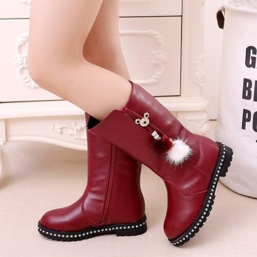 Girls Boots Autumn Winter 2020 New Version Mid-calf PU leather Boots for girl Children high boots Winter Shoes botas de meninas