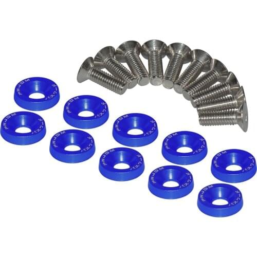 Universal 10pcs Auto Modified Hex Fasteners Fender Washer Bumper Engine Concave Screws Aluminum JDM Fender Washers and M6 Bolt