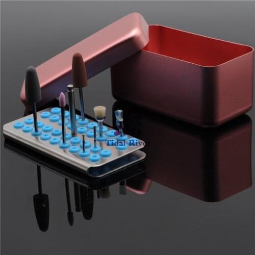 Dentist FG RA HP Drill Burs Kits Mandrel Autoclavable Disinfection Holder Block Dental Lab Tools High Quality Pink